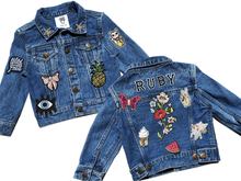 Load image into Gallery viewer, KIDS CUSTOM DENIM JACKET- Mega Edition Pretty things