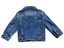 Load image into Gallery viewer, KIDS CUSTOM DENIM JACKET- Basic Black White Alphabet