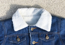 Load image into Gallery viewer, KIDS CUSTOM SHEARLING DENIM JACKET- Basic black white