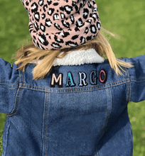 Load image into Gallery viewer, KIDS DIY SHEARLING DENIM JACKET- Basic Name Gold Patch Bundle