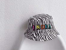 Load image into Gallery viewer, KIDS CUSTOM SUN HAT- WHITE ZEBRA CANVAS