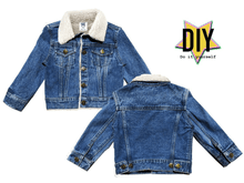 Load image into Gallery viewer, KIDS DIY SHEARLING DENIM JACKET- Basic Name Black White Patch Bundle