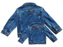Load image into Gallery viewer, TWINNING CUSTOM DENIM JACKETS- Basic Rainbow Letters